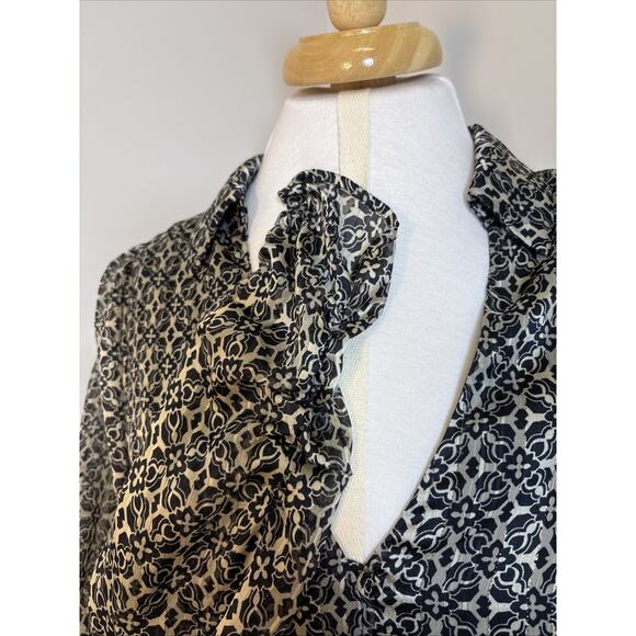 Lost & Wander Blouse W/S Black Gold Sm Peplum Parisian Boho Soft Gothic Artsy - Picture 6 of 10